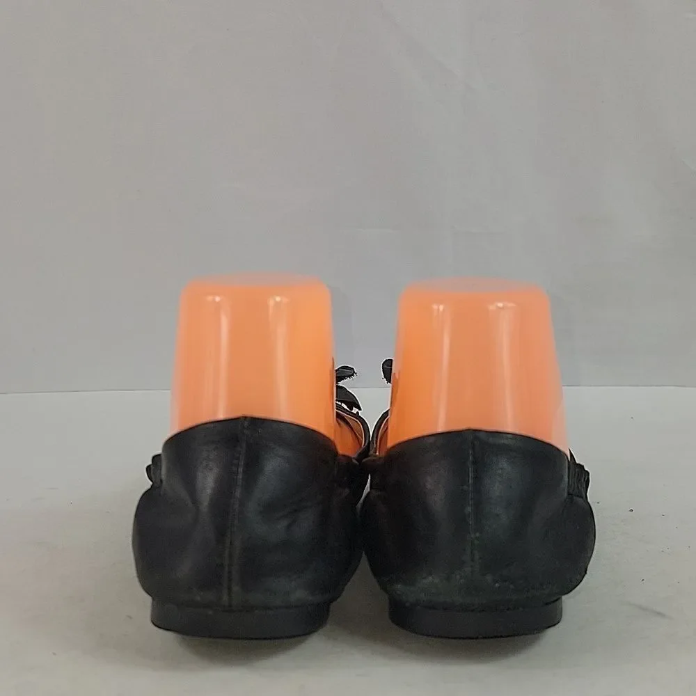 Tory Burch Black‎ Leather Blossom Ballet Flats